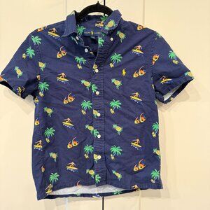 Ralph‎ Lauren Boys L (14-16) Surfer Print Button-Down Shirt Navy